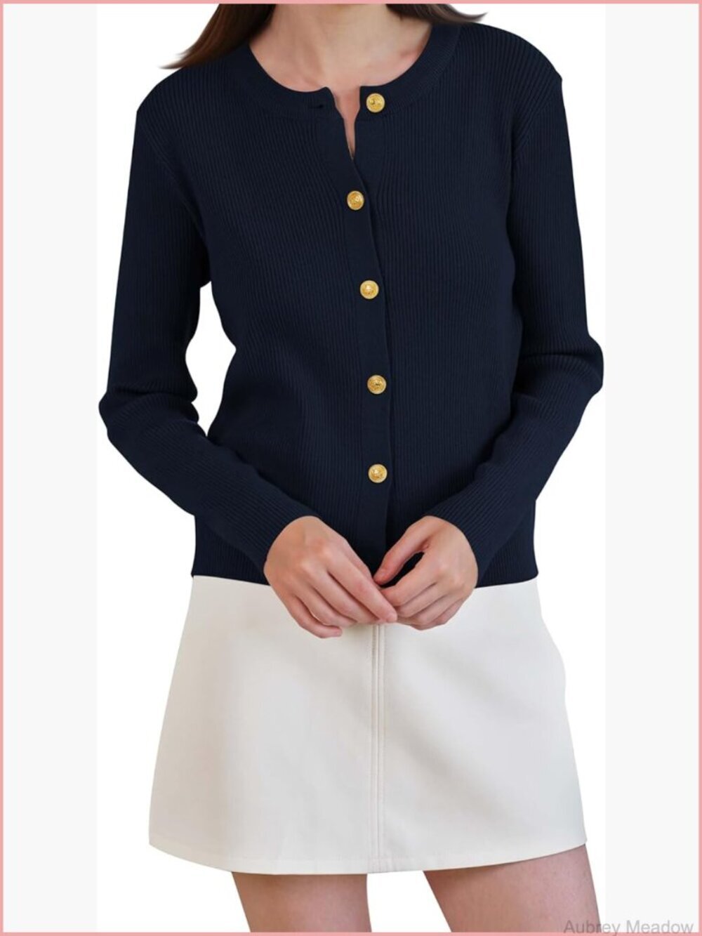 Lightweight Button Cardigan Sweater Long Sleeve Crew Neck Knit Solid Jacket